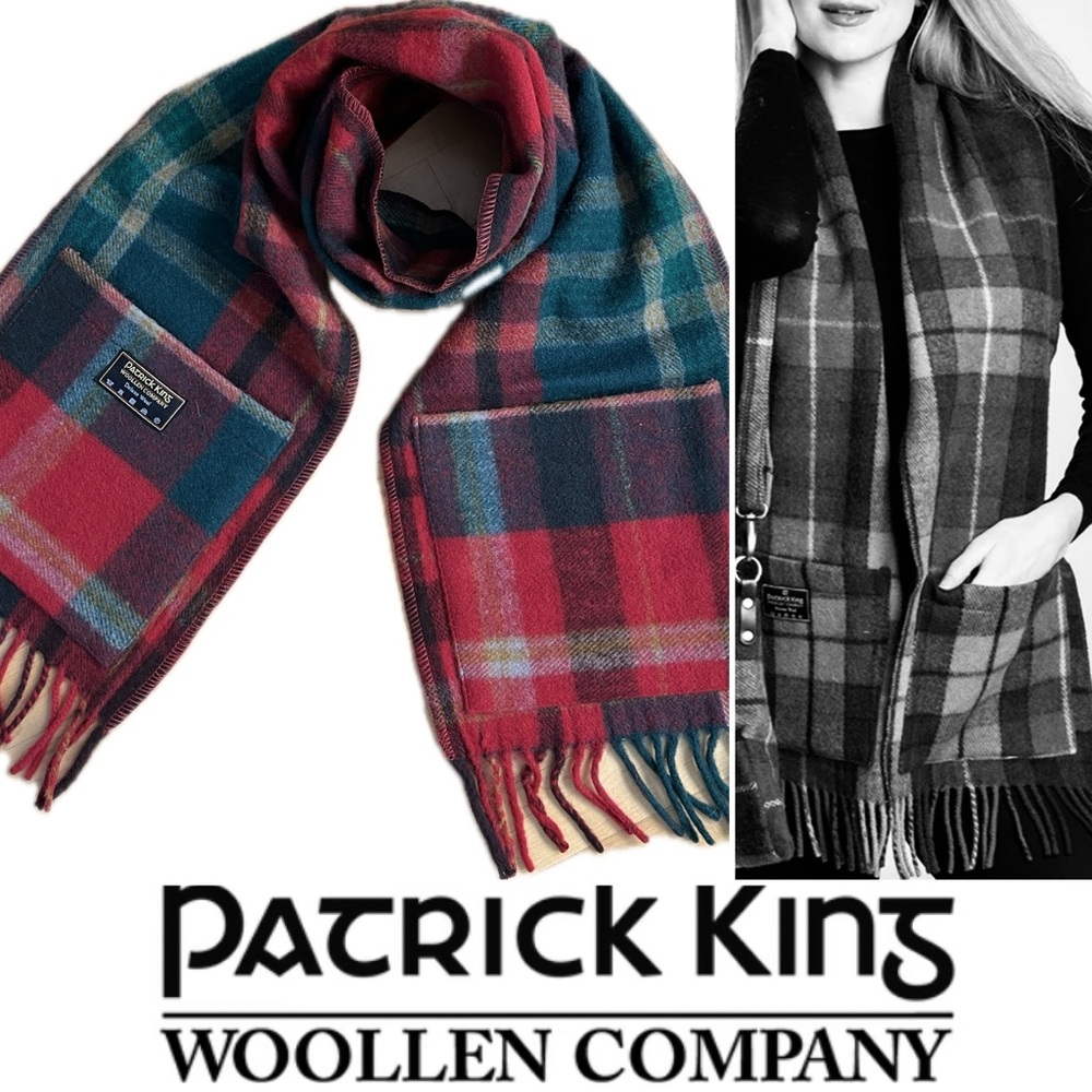 🏴 Scottish Pocket Scarf | Plaid Deluxe Wool | Patrick King | 10” x 65”
